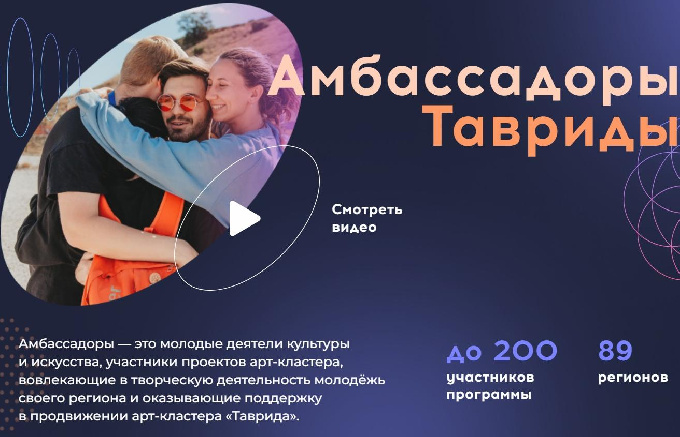 Центром развития культурных инициатив проводится программа «Амбассадоры Тавриды» для молодых деятелей культуры и искусств